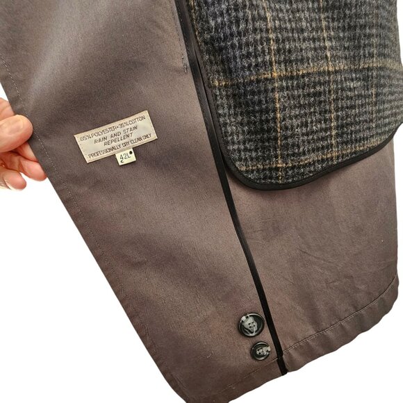 Vintage 80s Hart Schaffner Marx Mens Trench Coat 42L Gray All-Weather Raincoat - Picture 10 of 12
